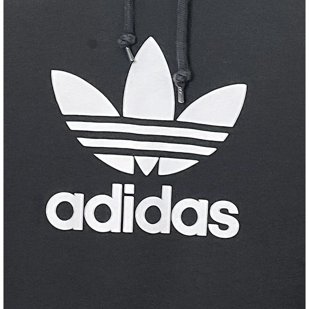 Adidas Trefoil Hoodie‎ Men's Medium Black Heavyweight Gym BroCore Athletic Logo